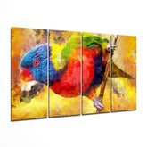 Parrot 4 Pieces Mega Glass Wall Art (59"x36") | Insigne Art Design.